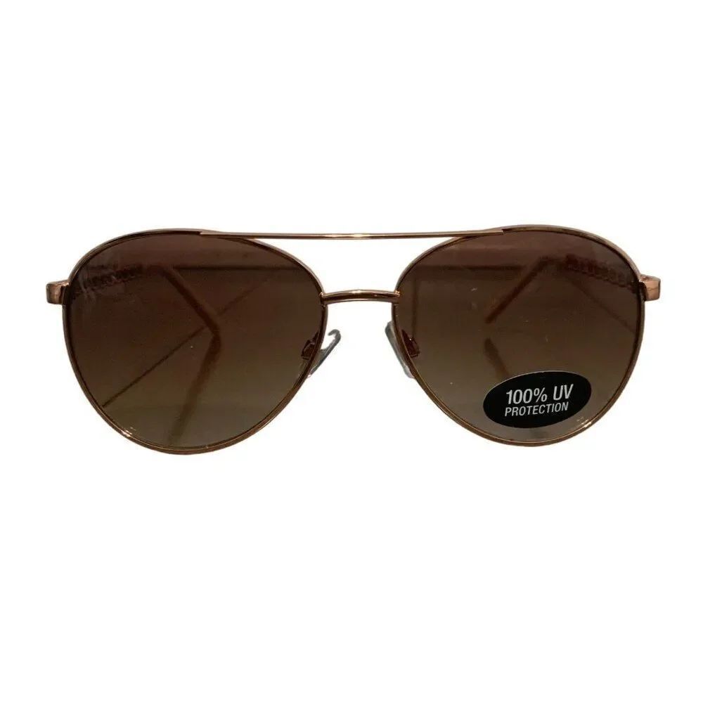 liz claiborne NewâRose Gold Aviator Brown Lens Sunglasses 3604731810